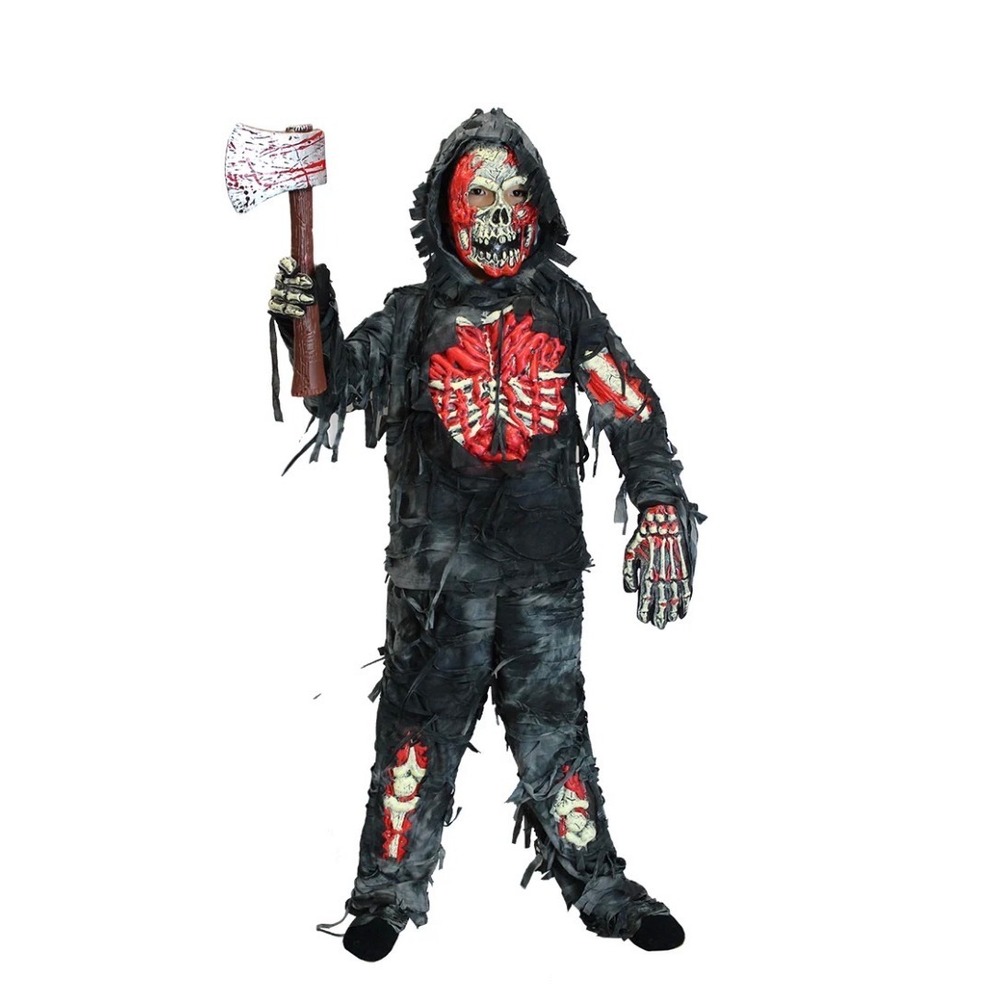 Spooktacular Creations Kids Zombie Costume Medium 8-10 Mask Axe Gloves 5pc Set